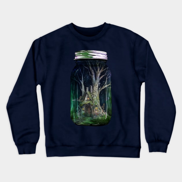 Fairy Forest Night House Crewneck Sweatshirt by ginkelmier@gmail.com